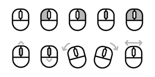 Mouse input set collection from left right click scroll down up tap press hand gesture