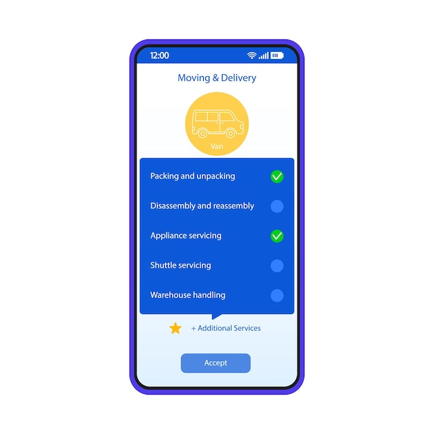 moving and delivery help  smartphone interface vector template. mobile transportation service app design layout. delivery truck online ordering screen. removal service ui application. phone display