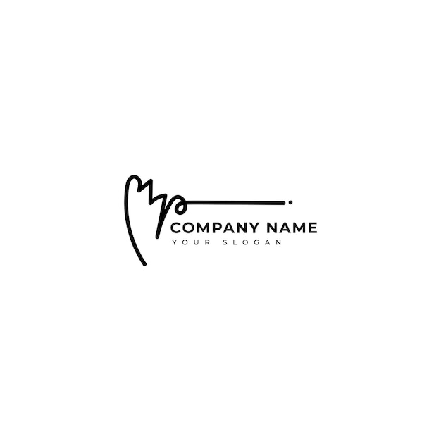 mp initial signature logo vector design