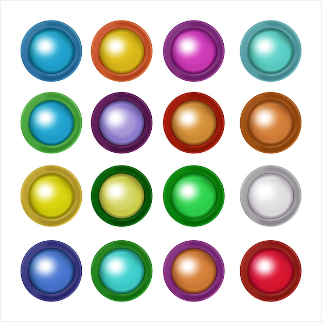 Multi color 3d button icon Shiny circle badge set Colorful round circle buttons set