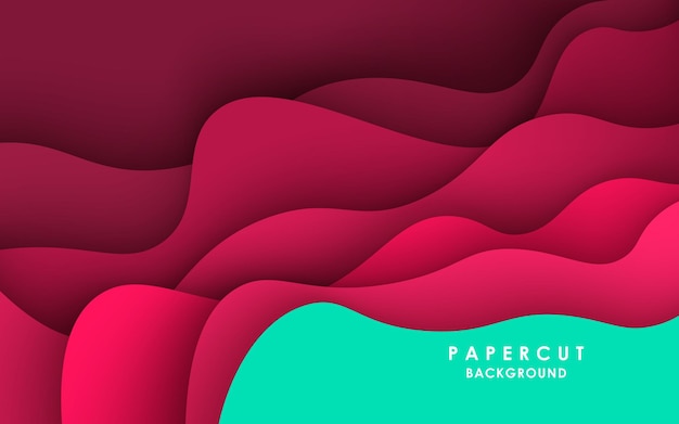 Multi layers green red color texture 3D papercut layers in gradient vector banner Abstract paper cut