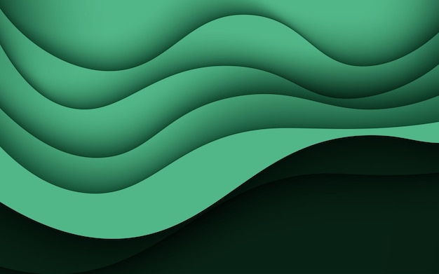 Multi layers green texture 3D papercut layers in gradient vector banner Abstract paper cut