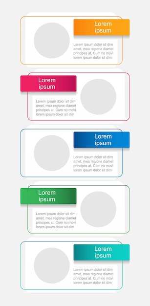 Multicolor rectangle infographic chart design template Abstract infochart with copy space Instructional graphics with 5 step sequence Visual data presentation Arial Regular font used