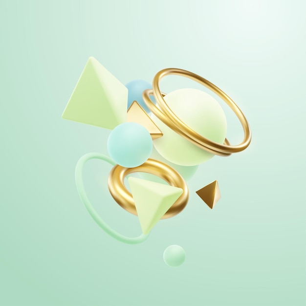 Multicolored geometric shapes cluster Abstract elegant composition
