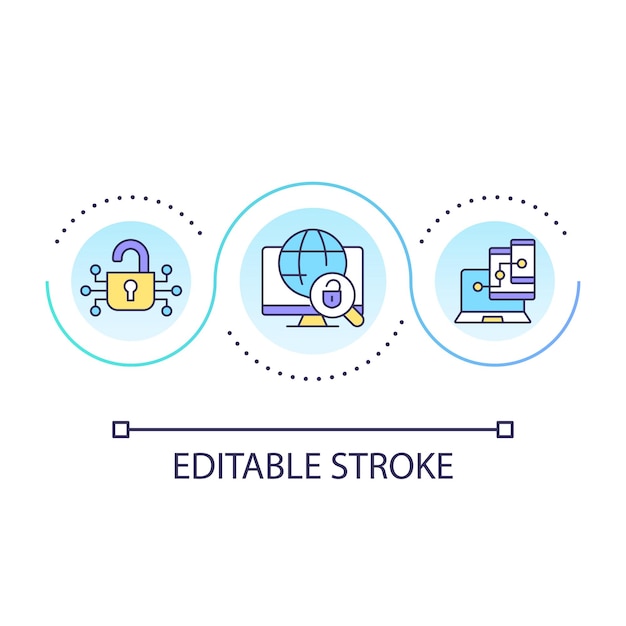 Multiple devices usage and security loop concept icon