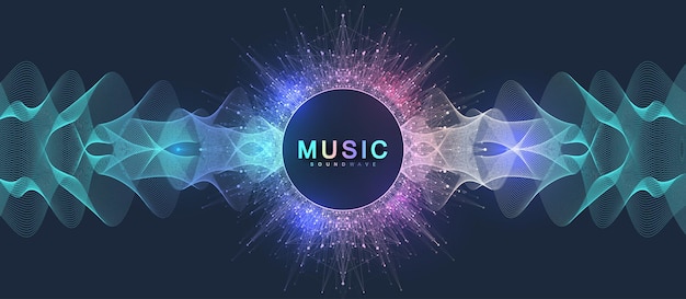 Music poster header for electronic festival with dotted lines and waves