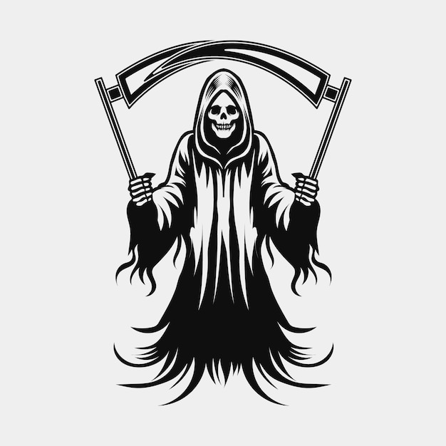 mysterious and hunting hand drawn grim reaper vector illustration