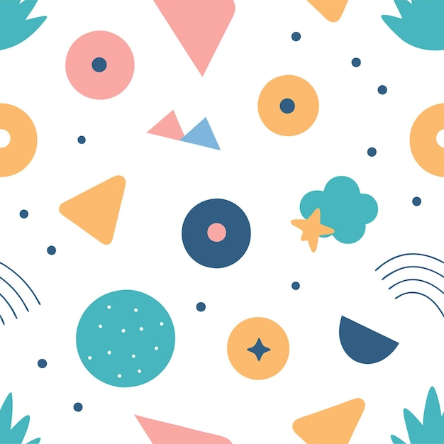 naive playful abstract shapes seamless pattern vector art and illustration