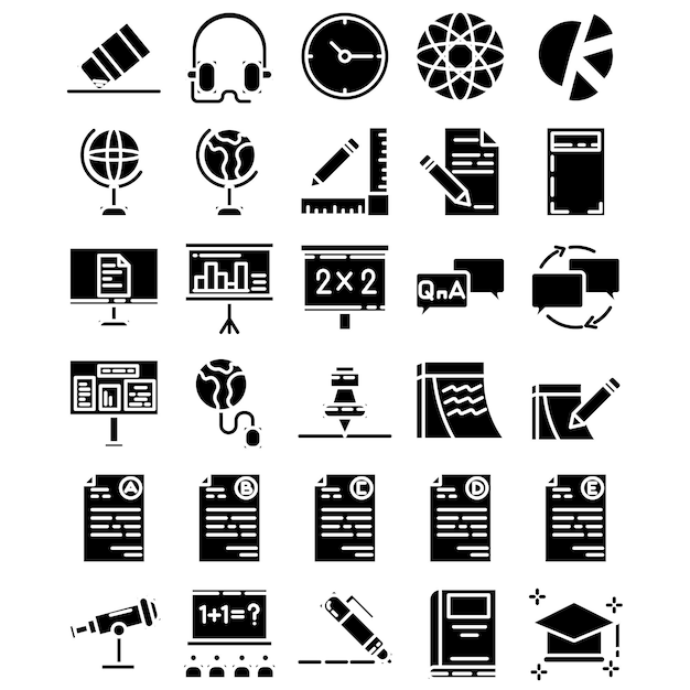 National Education Icon Pack in Solid Style