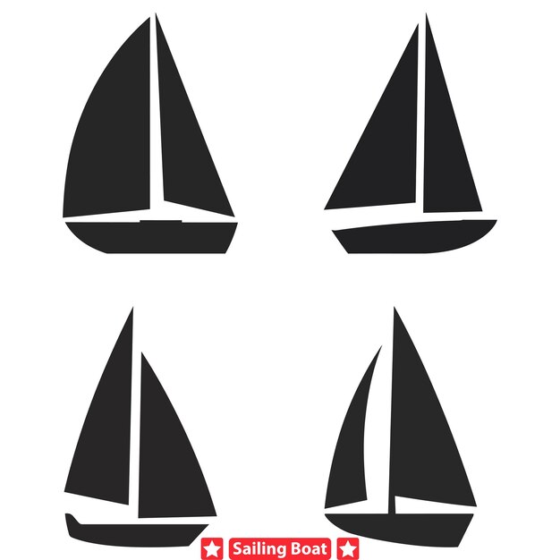 nautical adventures vector silhouette collection of sailing ships in various weather conditions
