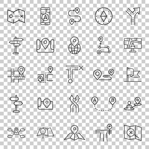 navigation icon set in flat style gps direction vector illustration on white isolated background locate pin position business concept
