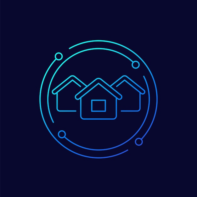 neighbourhood icon with houses linear design