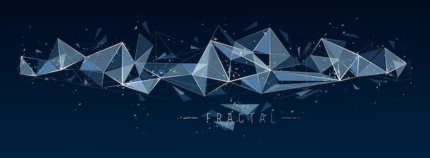 Nền trừu tượng vector các thành phần đa giác, đối tượng 3D low poly, các đường kết nối trong yếu tố thiết kế fractal phối cảnh, chủ đề công nghệ mạng lưới mắt cáo.