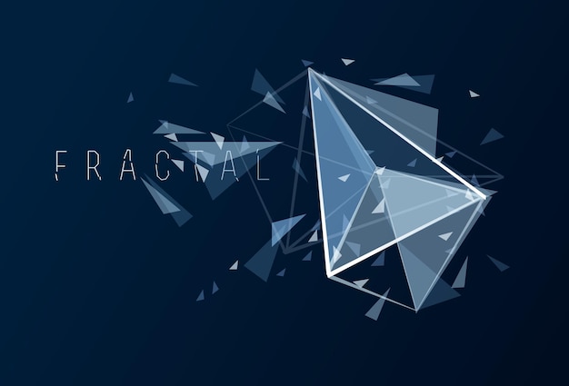 Nền trừu tượng vector các thành phần đa giác, đối tượng 3D low poly, các đường kết nối trong yếu tố thiết kế fractal phối cảnh, chủ đề công nghệ mạng lưới mắt cáo.