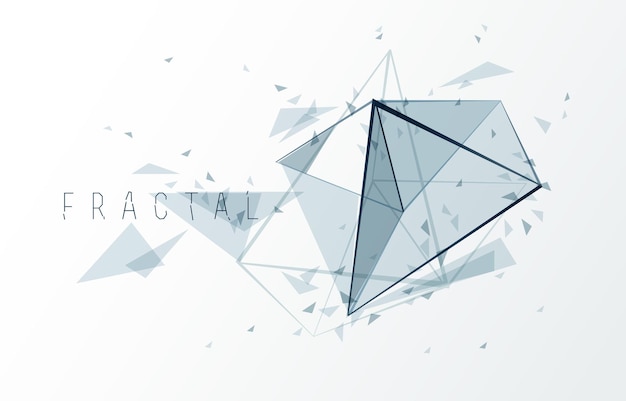 Nền trừu tượng vector các thành phần đa giác, đối tượng 3D low poly, các đường kết nối trong yếu tố thiết kế fractal phối cảnh, chủ đề công nghệ mạng lưới mắt cáo.