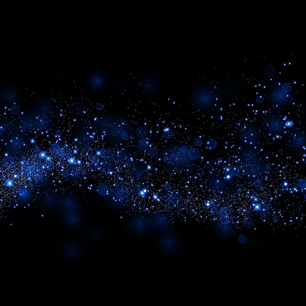 Neon blue glittering star dust trail sparkling particles
