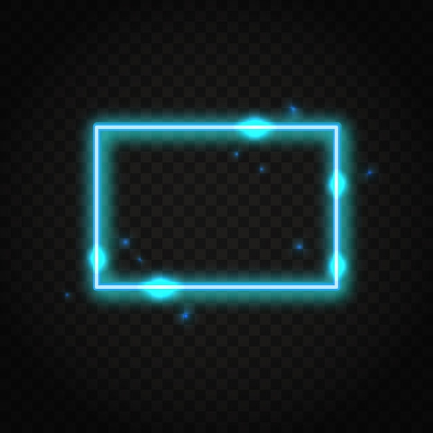 Neon blue rectangle frame