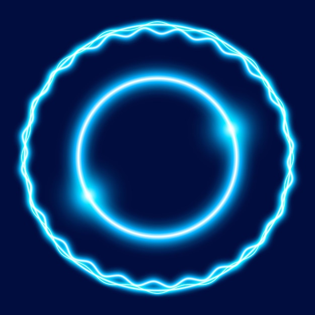 neon blue round frame background circle ring shape empty space