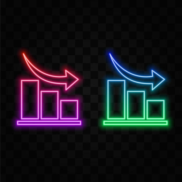 Neon Definer Graphic and Graphic Flat Design Icons Set Line Symbol Illustration Isolated