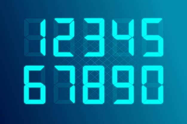 Neon digital number display vector illustration for technology concept futuristic design