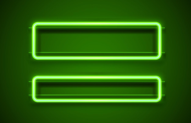 Neon frame green lamp black background line electric vector