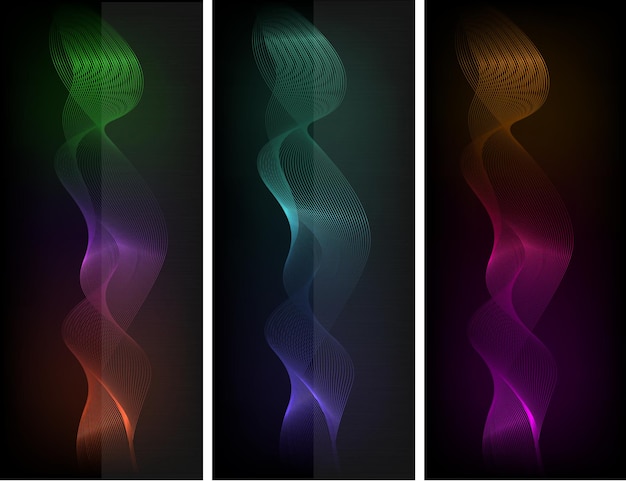 Neon glow light effect Set banners background09