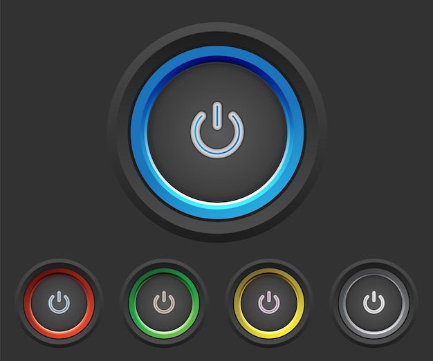 neon power buttons in 5 color