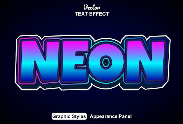 neon text effect with graphic style and editable