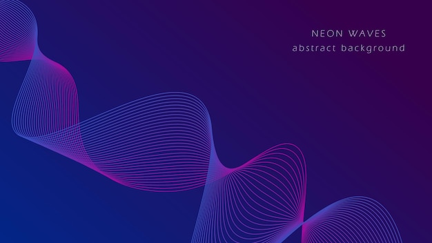 Neon waves abstract background vector graphics
