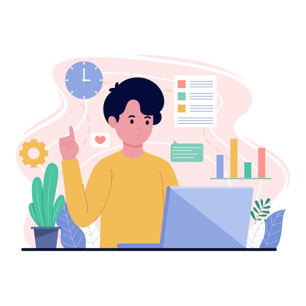 Nerdy graphic designer character illustration