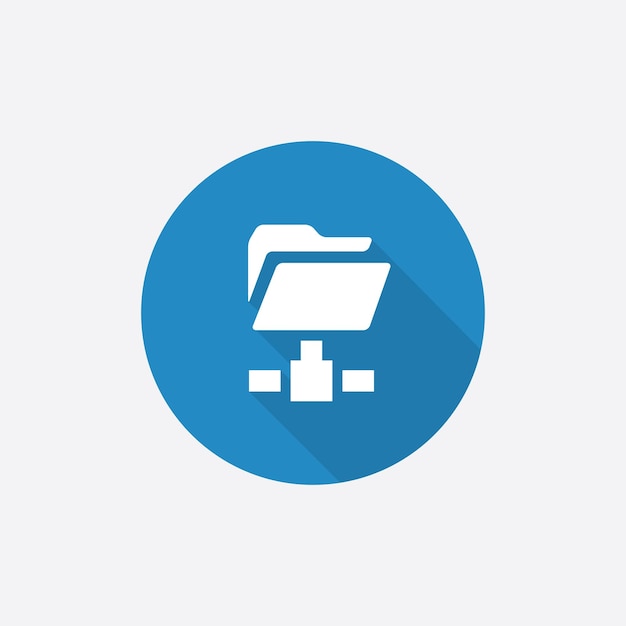 Net folder Flat Blue Simple Icon with long shadowxA