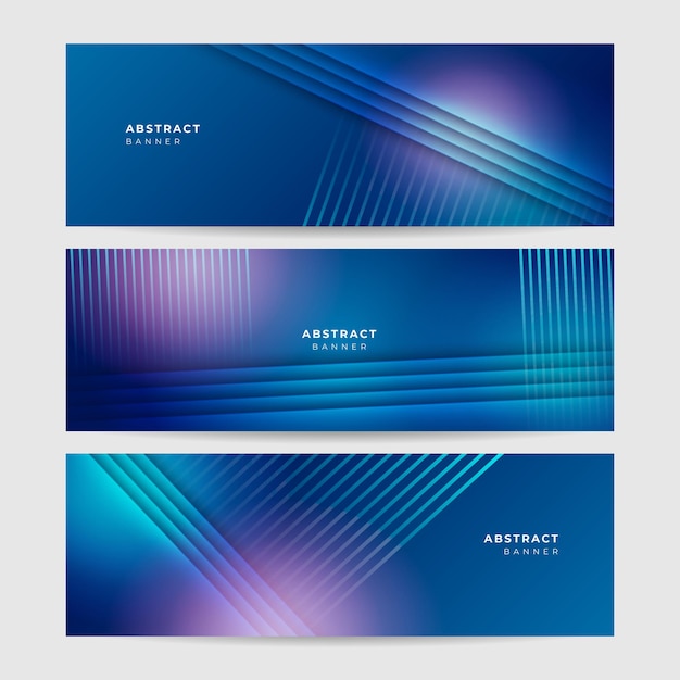 networking abstract neon style blue wide banner design background