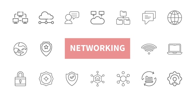 Networking line icon set Network connection network Communication concept