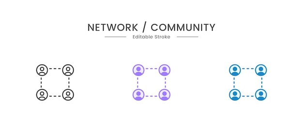 Networks Business Connections Social Media Vector linear icon on a white background