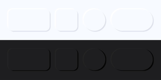 Neumorphic buttons Geometric shapes in 3D style UI Vector illustration
