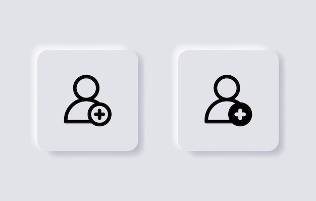 neumorphic new user icon or add friend symbol for ui ux app web in white neumorphism  buttons