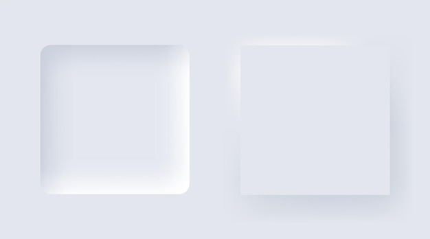 Neumorphic UI design element set. Vector simple trendy interface for application or web.