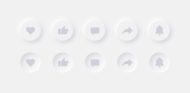 neumorphic ui ux design elements youtube buttons like dislike comment share notifications