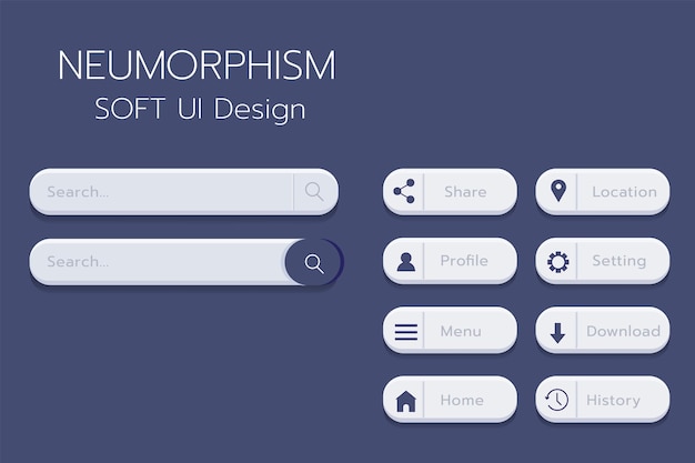 Neumorphism Botton Soft UI Design