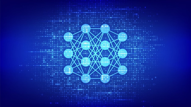 Neural network icon made with binary code AI Artificial Intelligence Machine Learning Deep learning