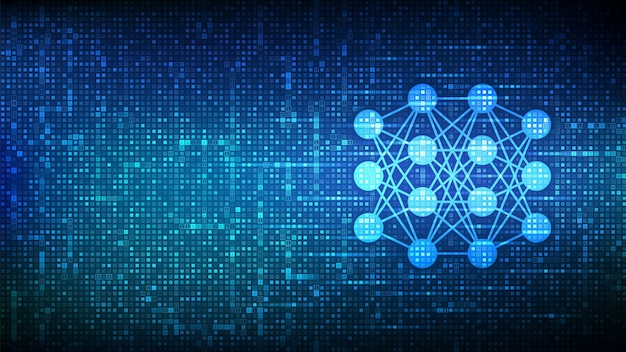 Neural network icon made with binary code AI Artificial Intelligence Machine Learning Deep learning