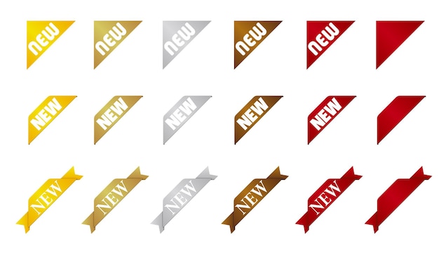 New banner icon corner ribbon set
