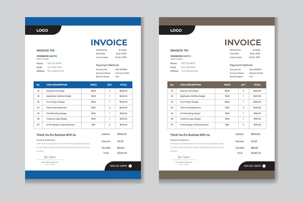 New invoice template vector design