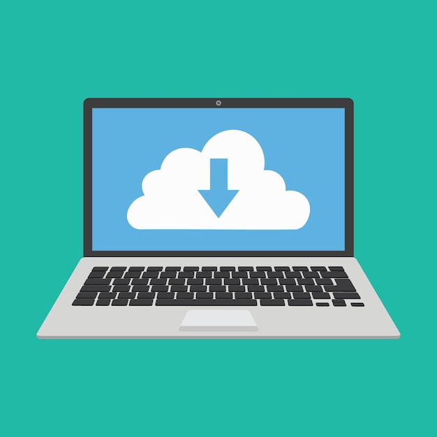 new laptop vector with icon up loading on the screen