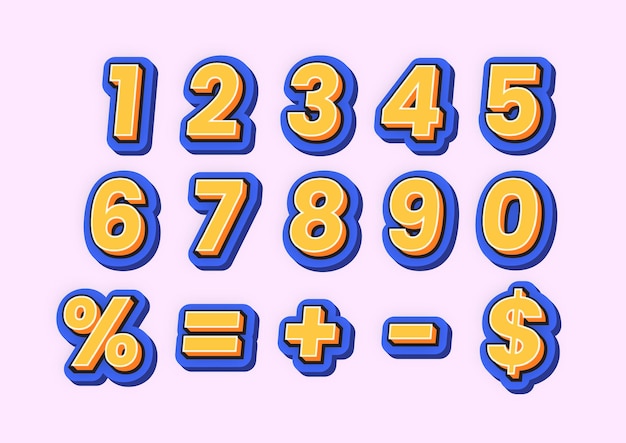 New Modern Comic Bold Font Number Set