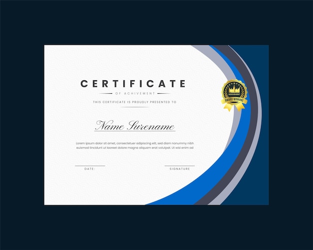 New Modern creative and elegant certificate design premium Template