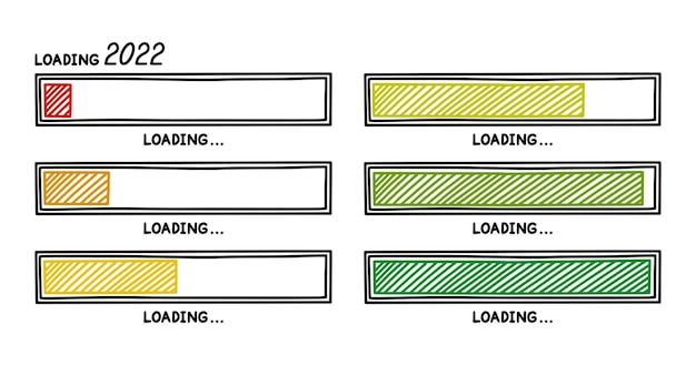 New year 2022 progress loading bar Infographics design element with gradient status of completion