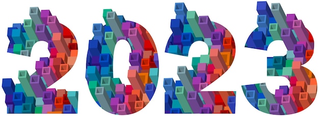 New Year 2023 3d geometric design element or greeting card