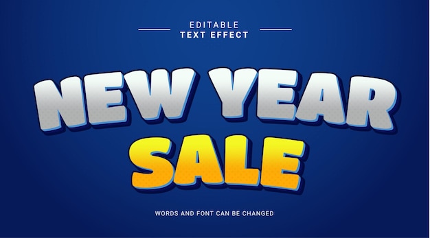 new year sale text effect editable modern comic style