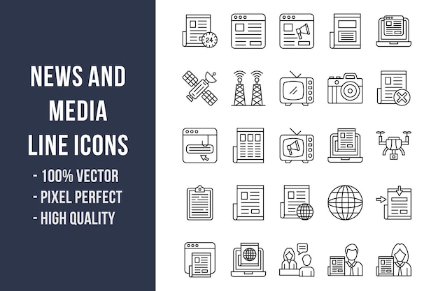 News and Media Line Icons